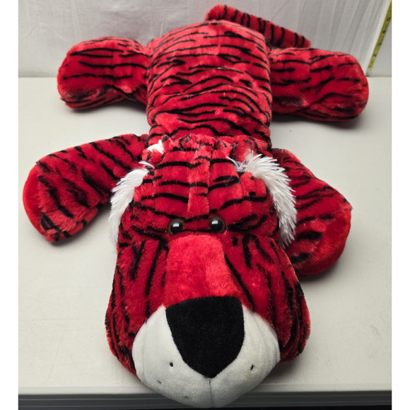 Vintage 2013 Dan Dee Tiger Plush Red With Black Stripes 28" Tall Pre Owned. - Picture 1 of 5